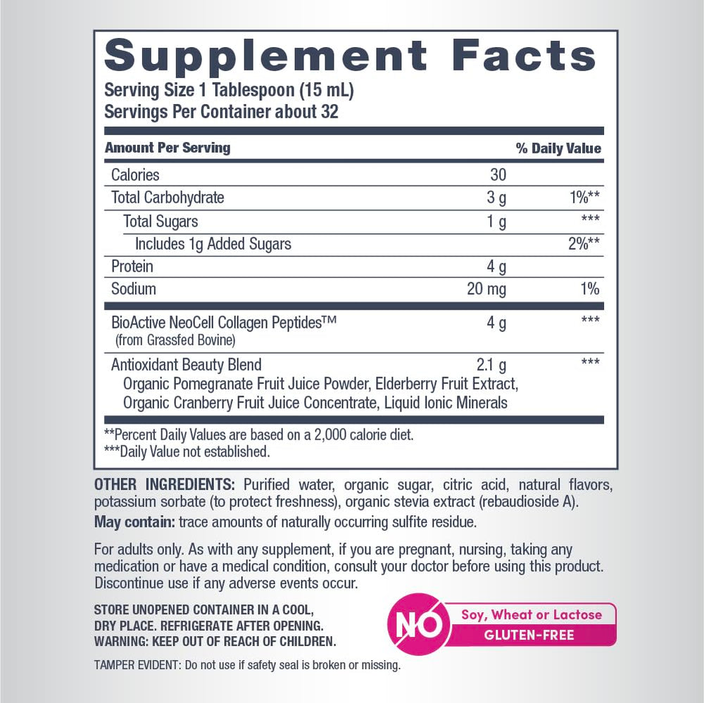 NeoCell Liquid Collagen serving spoon showing daily tablespoon dose.