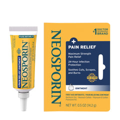 Neosporin dual-action tube for quick infection protection and pain relief.
