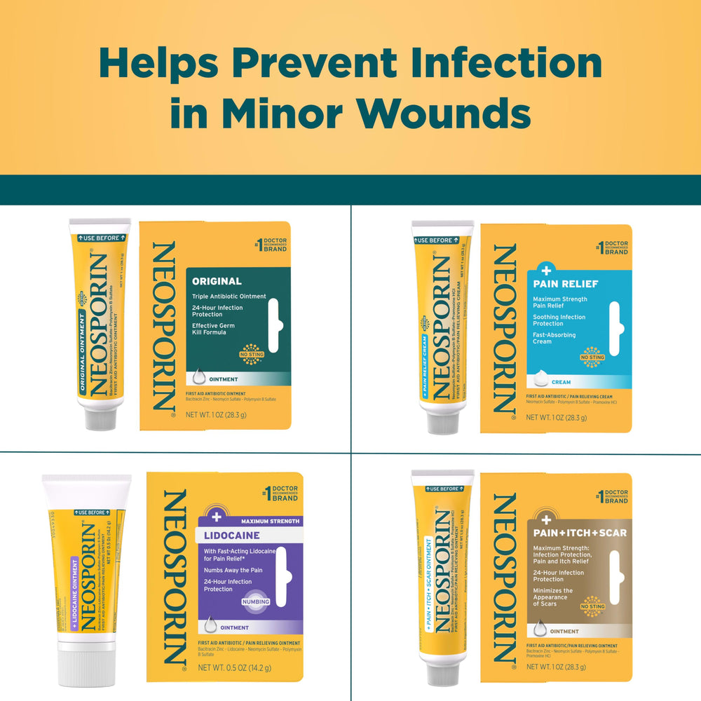Active ingredients bacitracin, neomycin, polymyxin in Neosporin Lidocaine formula.