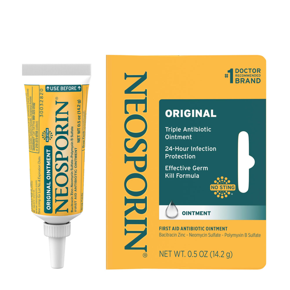 Neosporin Original tube close-up for quick minor wound care.