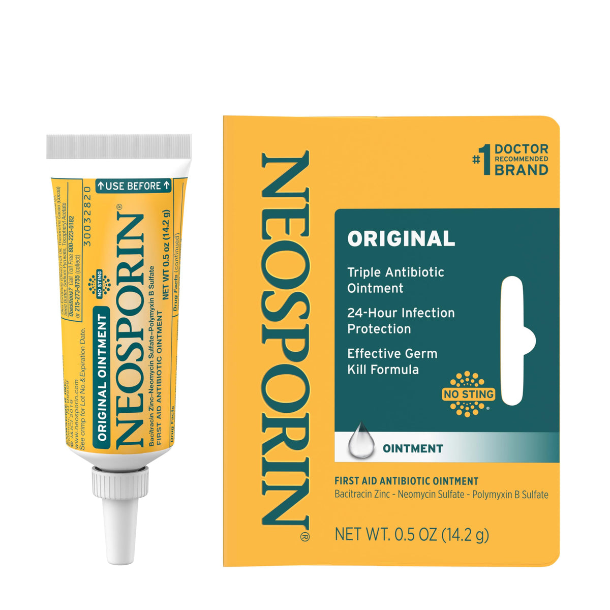 Neosporin Original tube close-up for quick minor wound care.