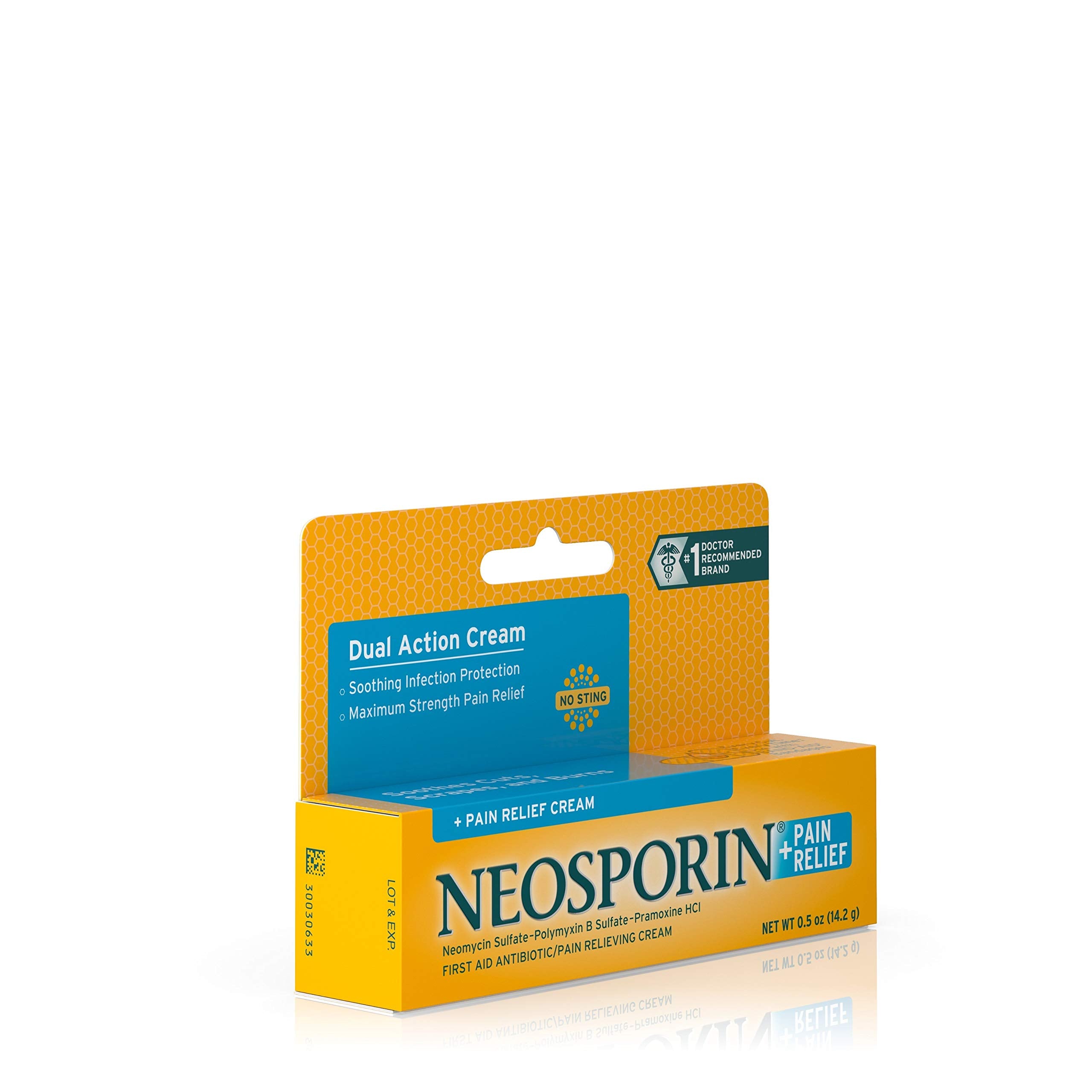 Neosporin Pain Relief Cream cap removed for use.