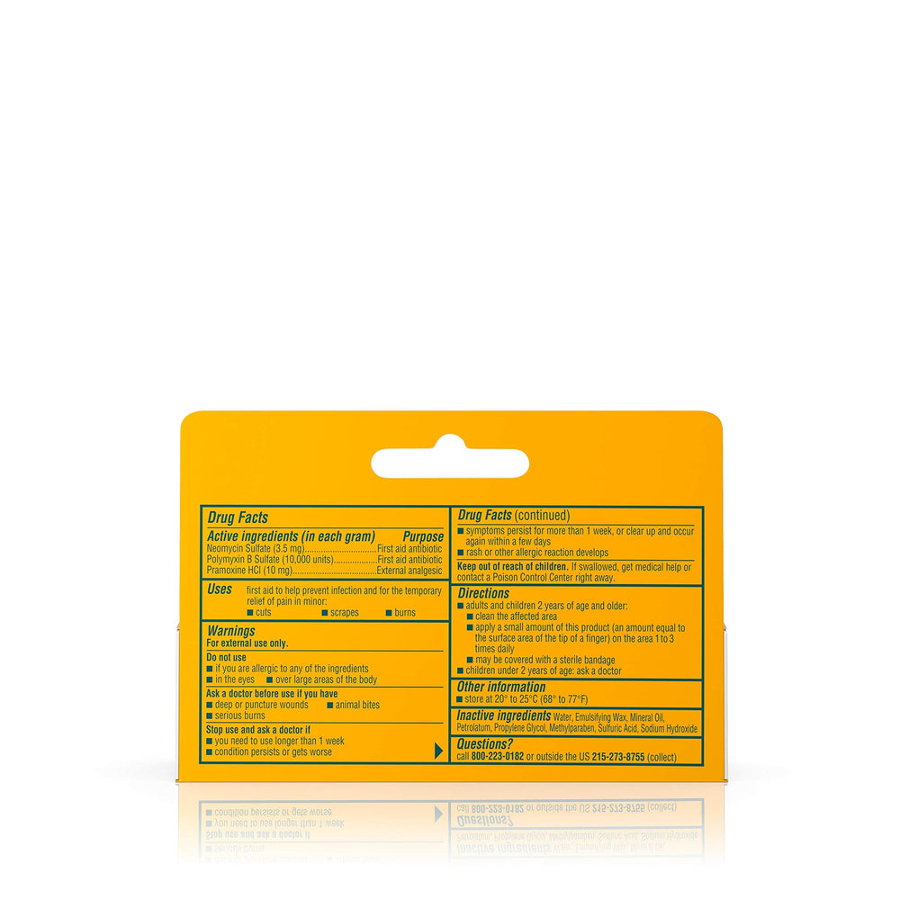 Neosporin Pain Relief Cream label close-up highlighting ingredients.