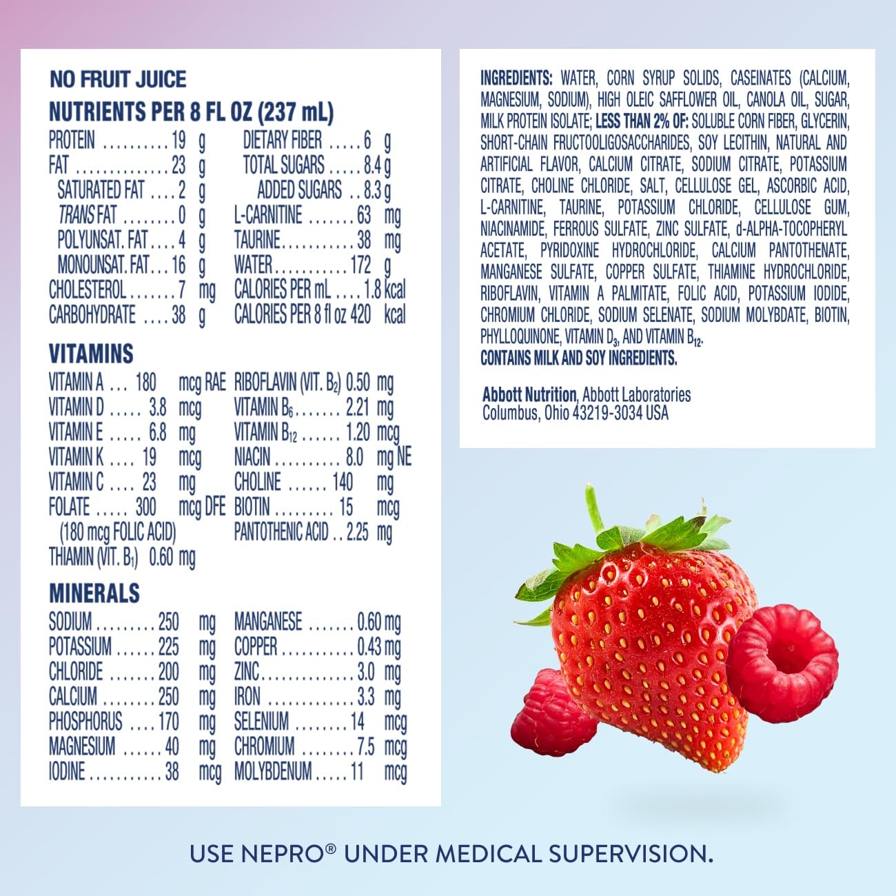 Nepro 24-pack display shows bulk dialysis nutrition option.
