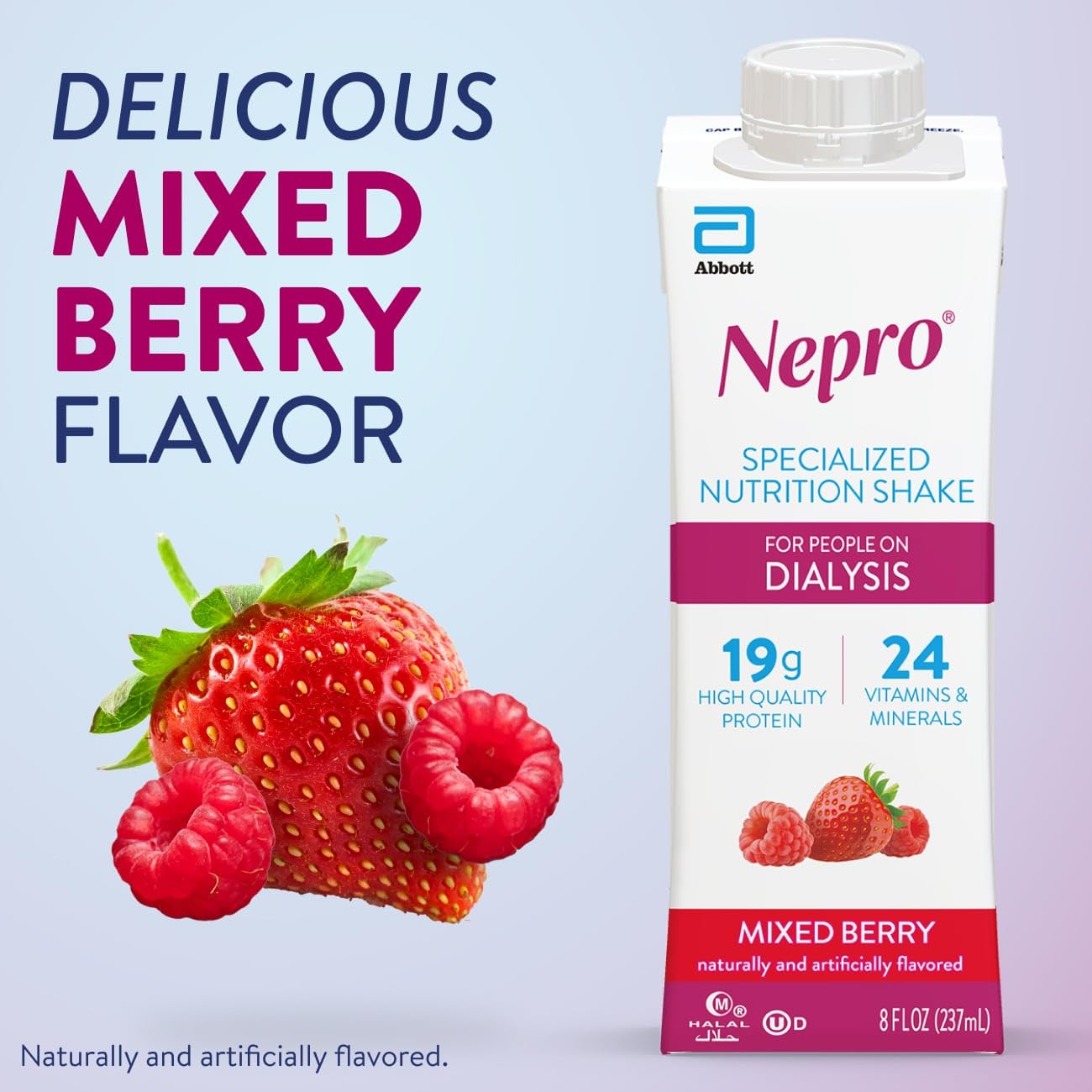 Nepro Butter Pecan front package features 19g protein per serving.