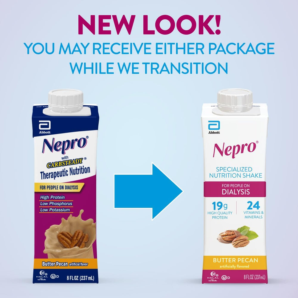 Nepro Dialysis Shake Butter Pecan bottle 8oz highlights creamy texture