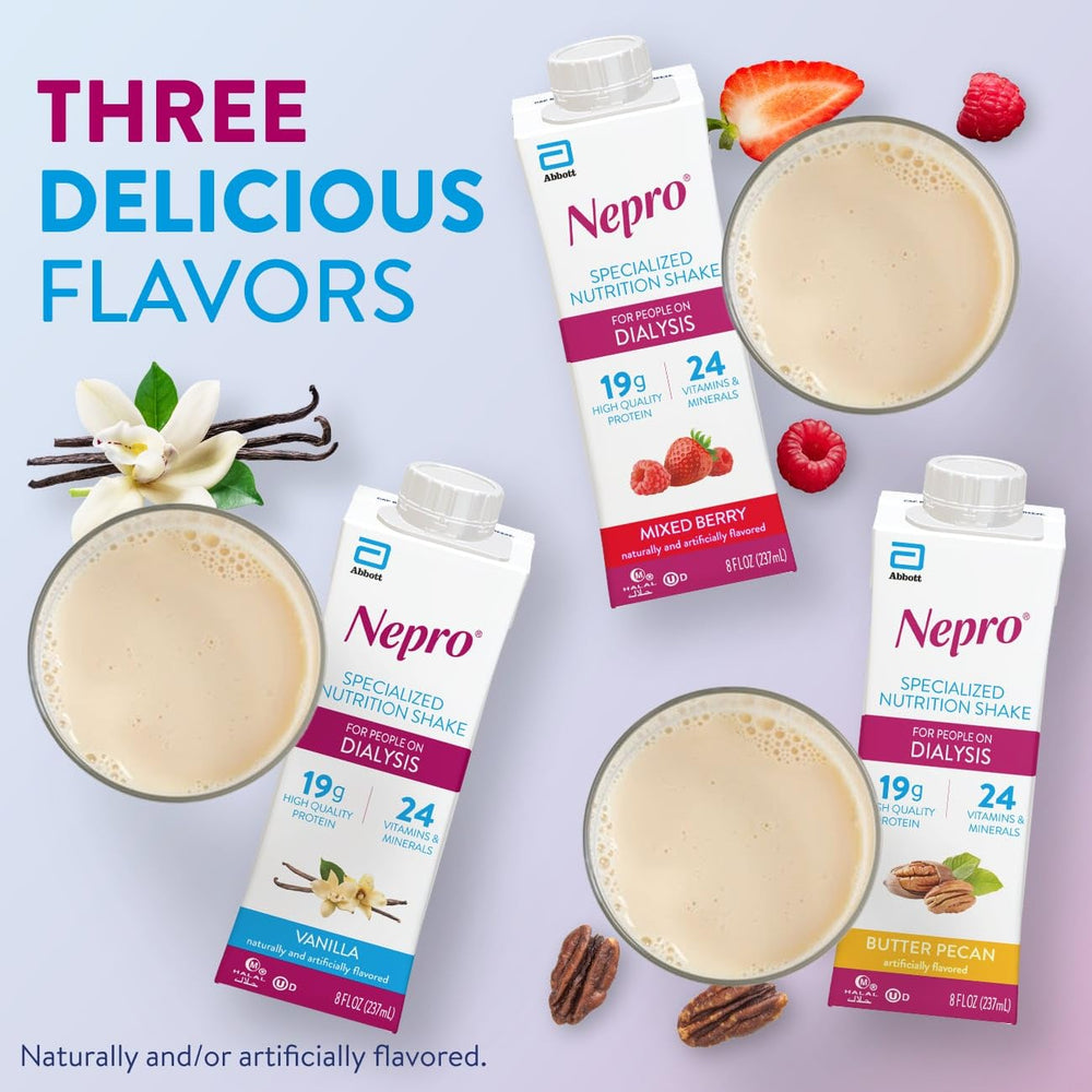 Nepro Dialysis Shake label detail highlights protein and calories