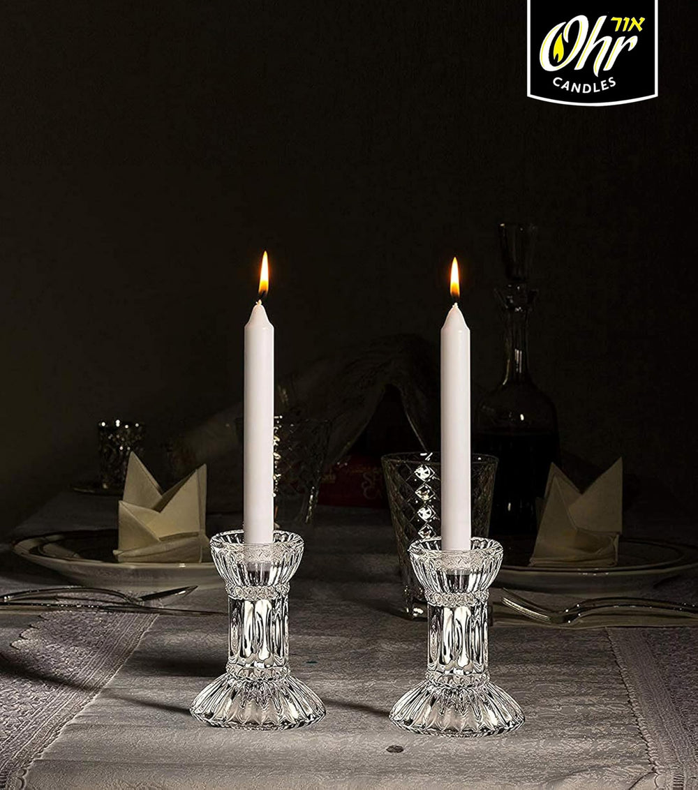 Ner Mitzvah unscented taper candles for aroma-free ambiance.