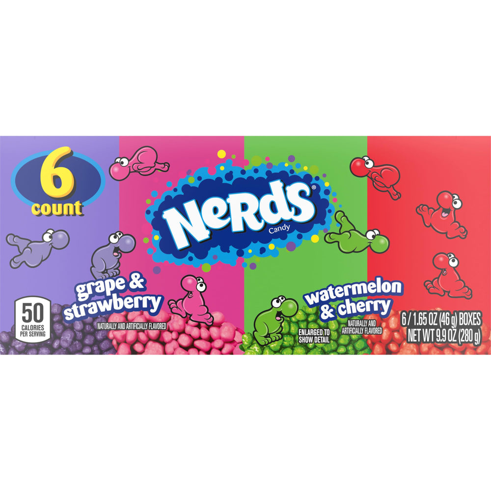 NERDS Grape & Strawberry dual-chamber box ready for group snacking