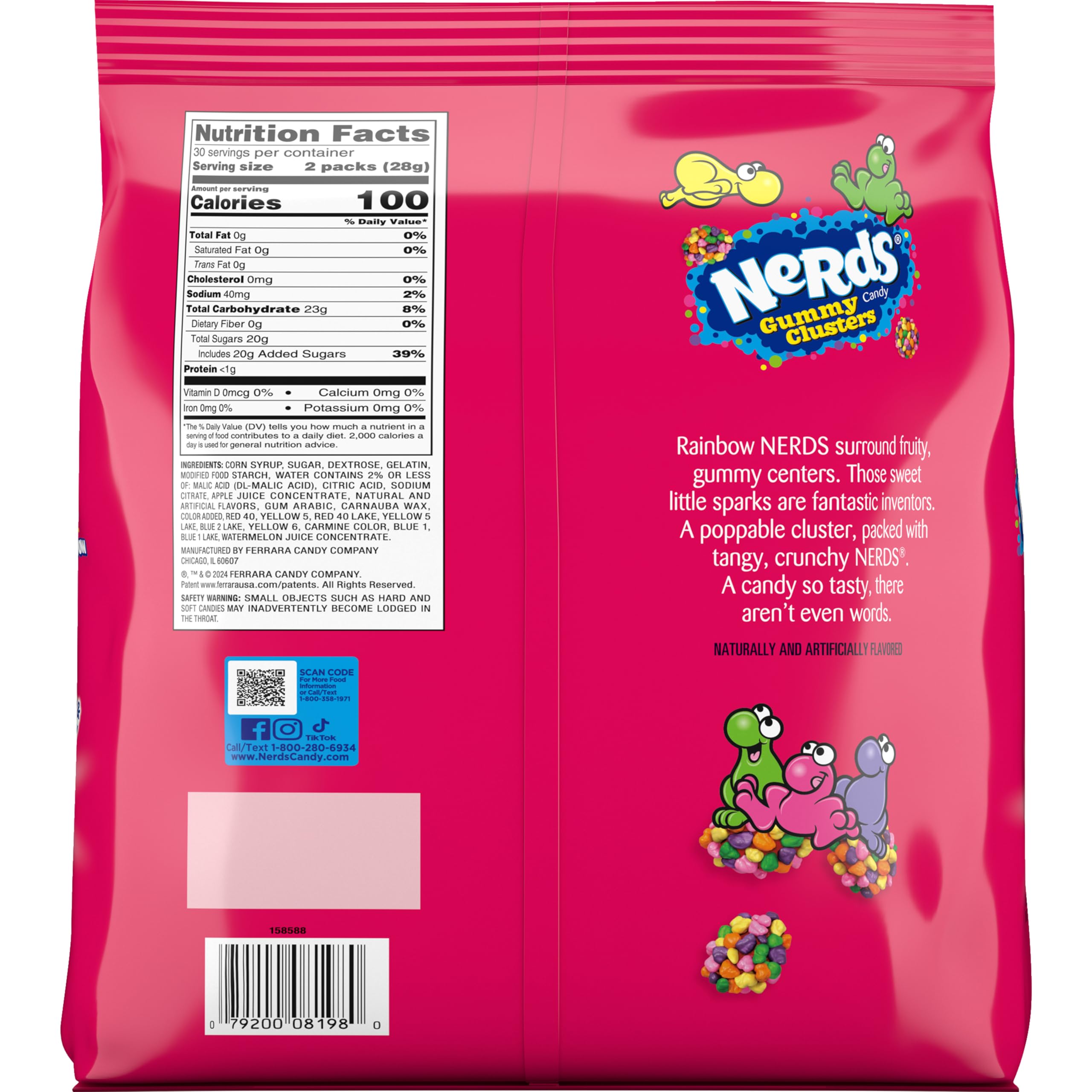 NERDS Gummy Clusters rainbow assortment on table, invites playful snacking.