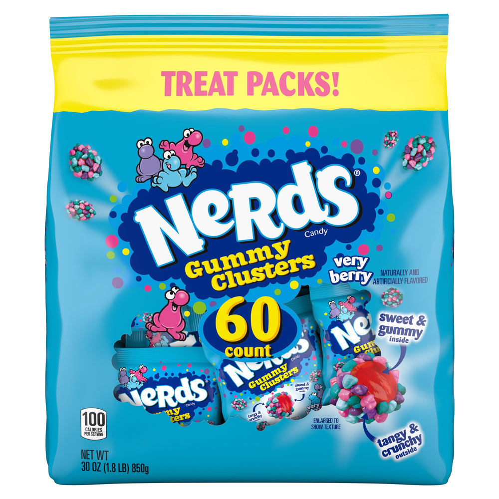 NERDS Gummy Clusters Very Berry bag ready for sharing at parties.