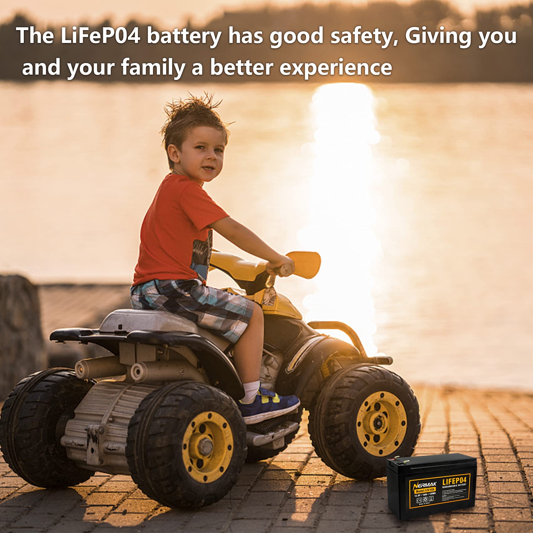 NERMAK ride-on toy power setup showing safe 10A output