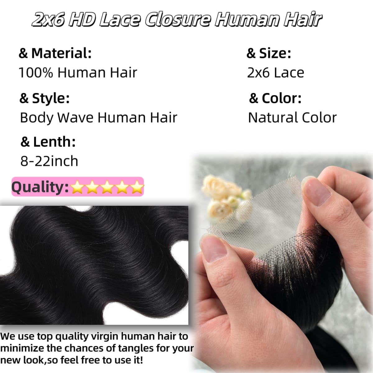 NERUMO closure middle part display highlighting comfortable fit.