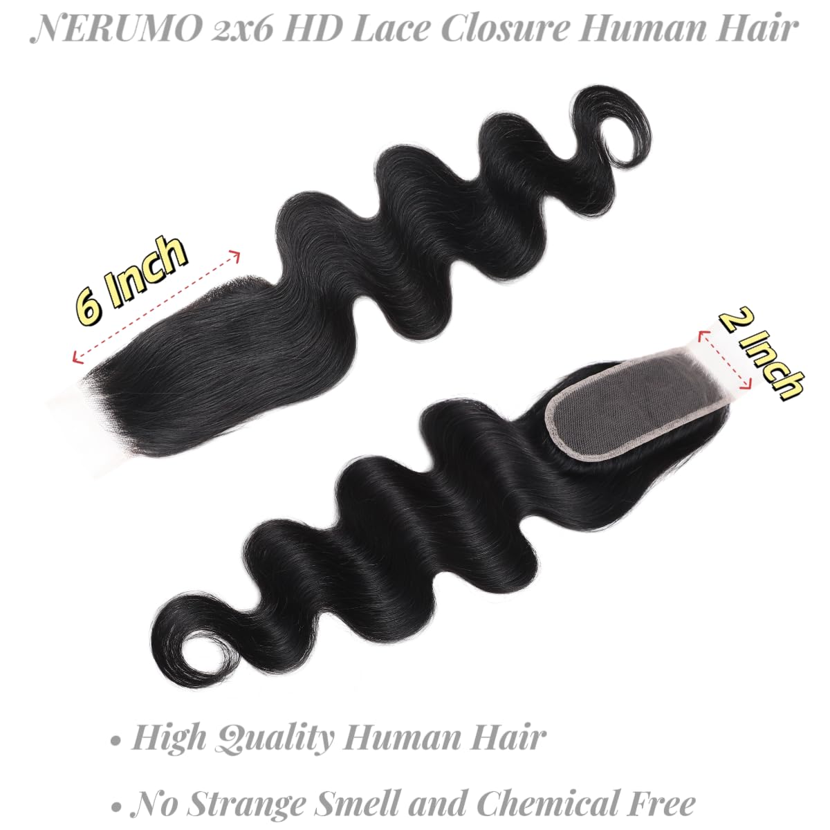 NERUMO transparent lace closure close-up emphasizes natural hairline.