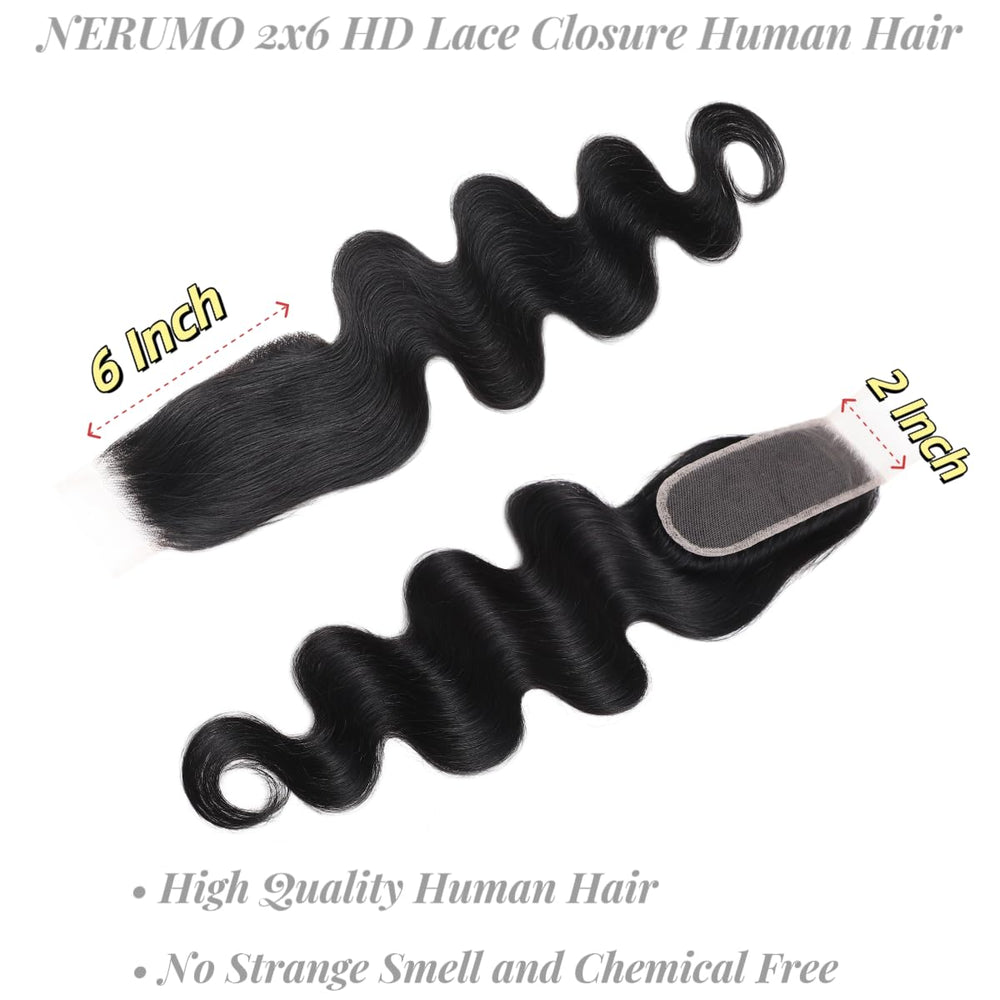 NERUMO transparent lace closure close-up emphasizes natural hairline.