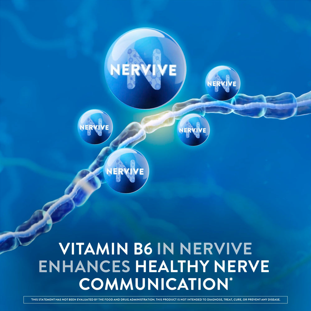 Nervive Nerve Health label highlights B vitamins for nerve support.