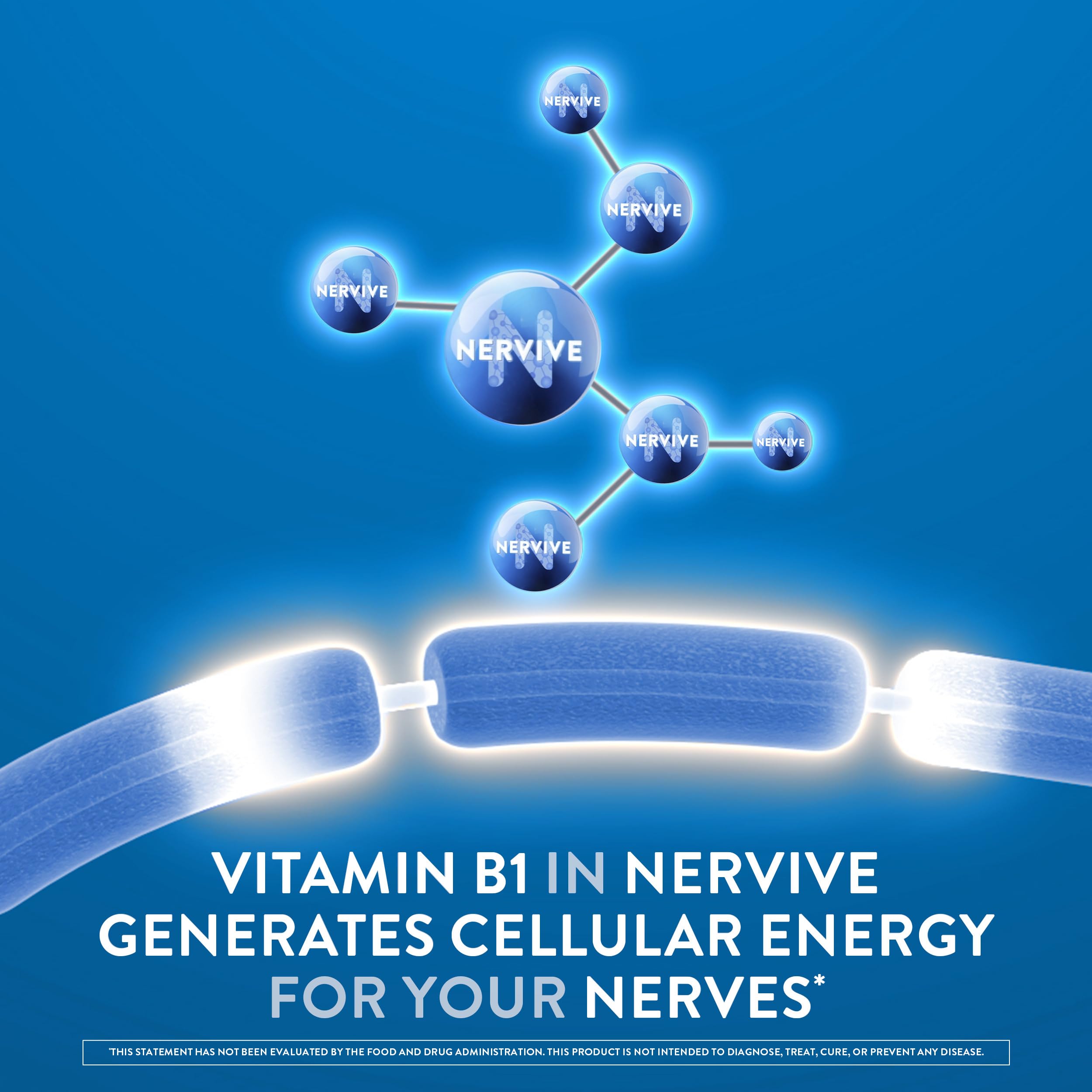 Nervive Nerve Health bottle on desk highlights convenient daily use.