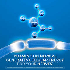 Nervive Nerve Health bottle on desk highlights convenient daily use.