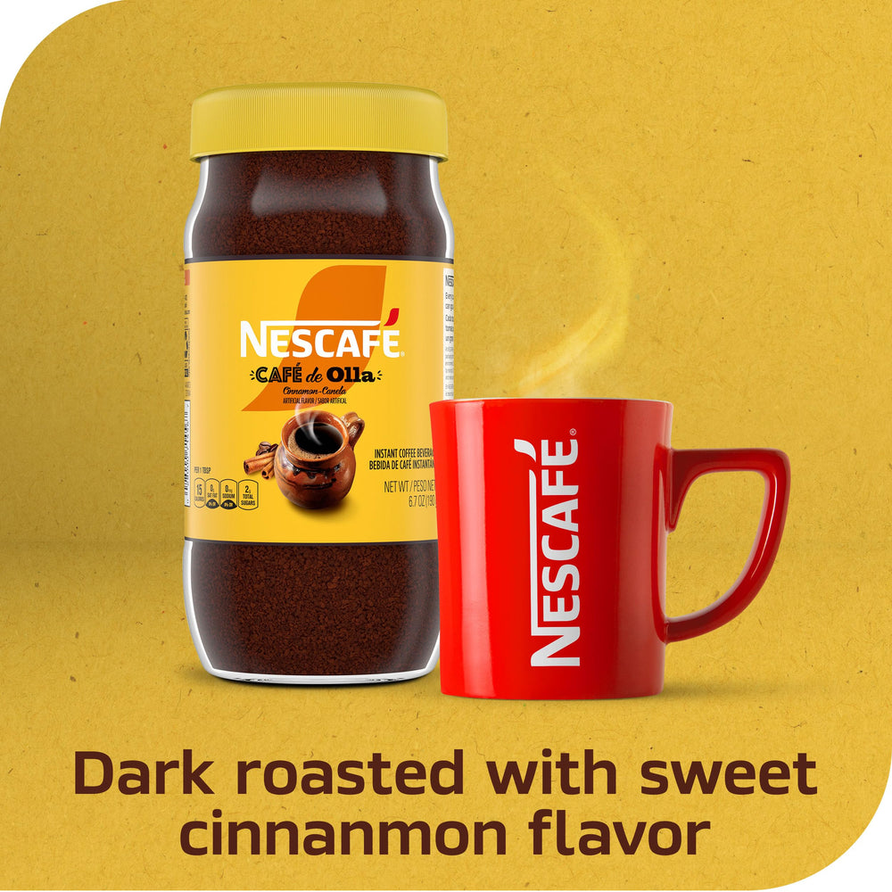 Close-up of NESCAFÉ Café de Olla jar label highlighting sourcing.