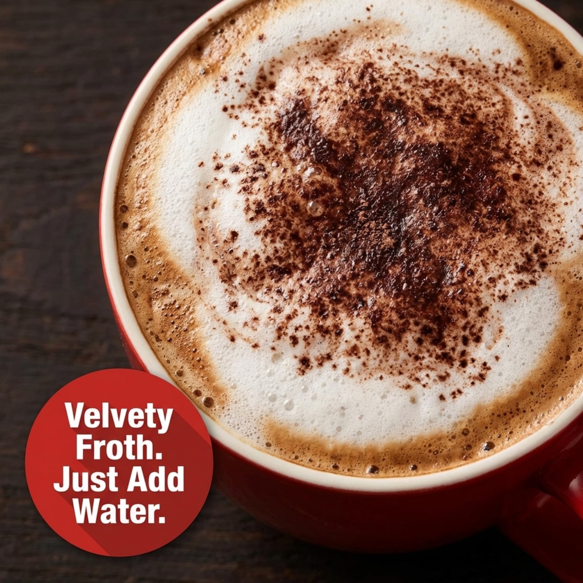 Nescafe Cappuccino stick packet illustrating quick mix with hot water