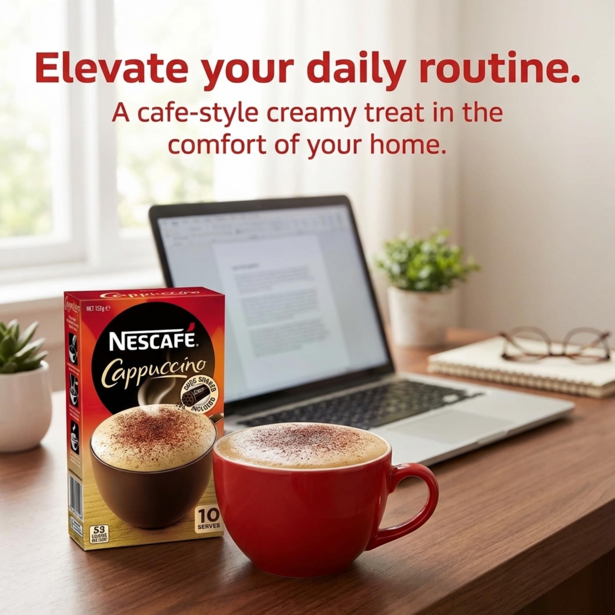 Nescafe Cappuccino chocolate shaker with vanilla and cinnamon flavor notes for a cozy twist
