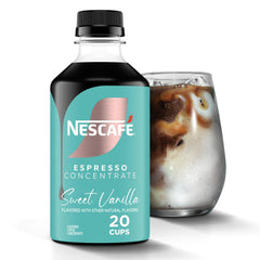 NESCAFÉ Espresso Concentrate Sweet Vanilla bottle ready for cafe-style iced beverages.