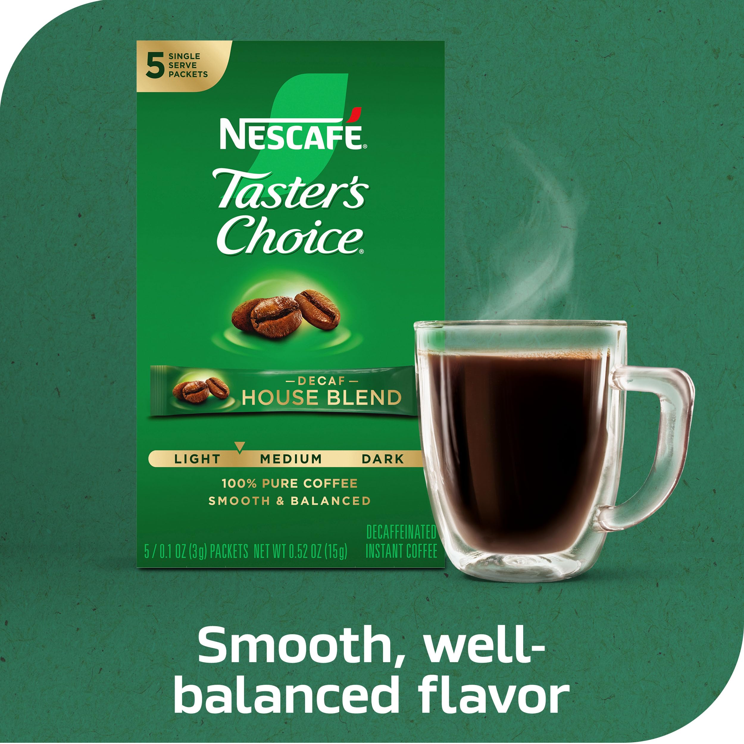 High-quality Robusta and Arabica beans define the decaf profile