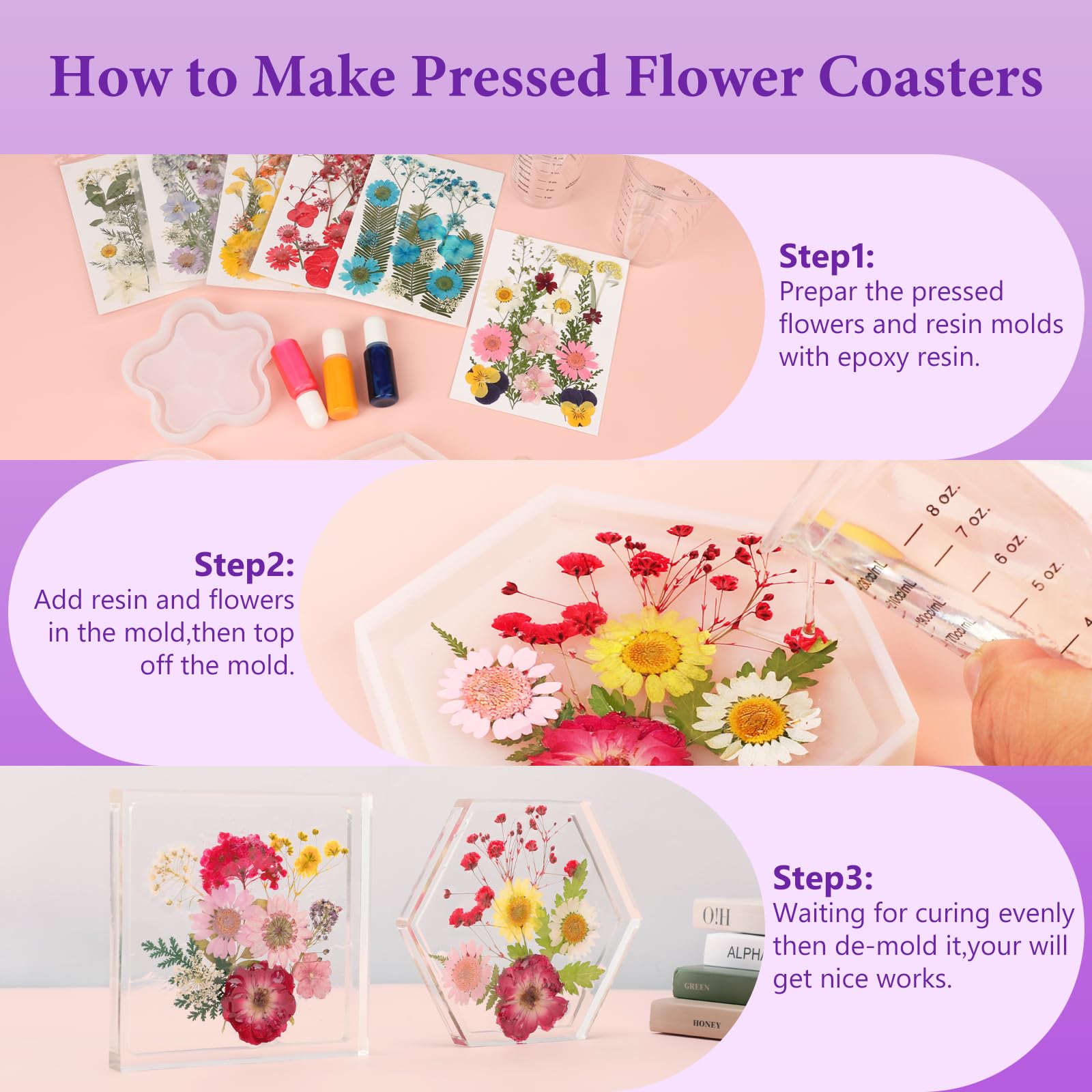 NESCCI flowers ideal for resin coasters frames and keychains