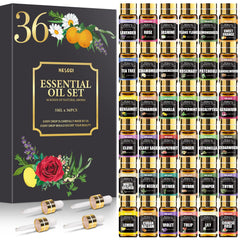 NESCCI Essential Oil Set with 36 bottles, ideal for diffusers and room ambiance.