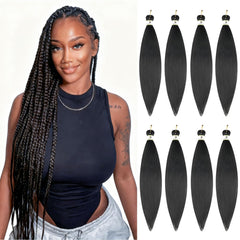 Nescorner braiding hair pre-stretched 24inch 8pack ready for full-head crochet braids.