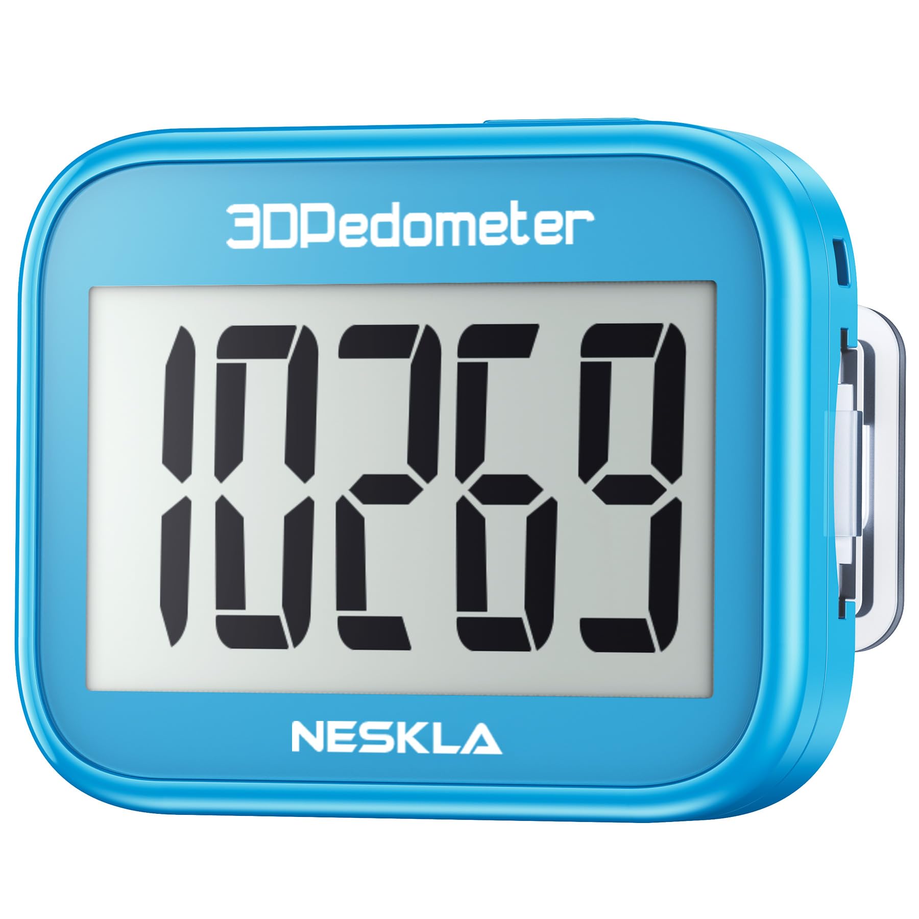 NESKLA 3D pedometer with a large display for easy step counting.