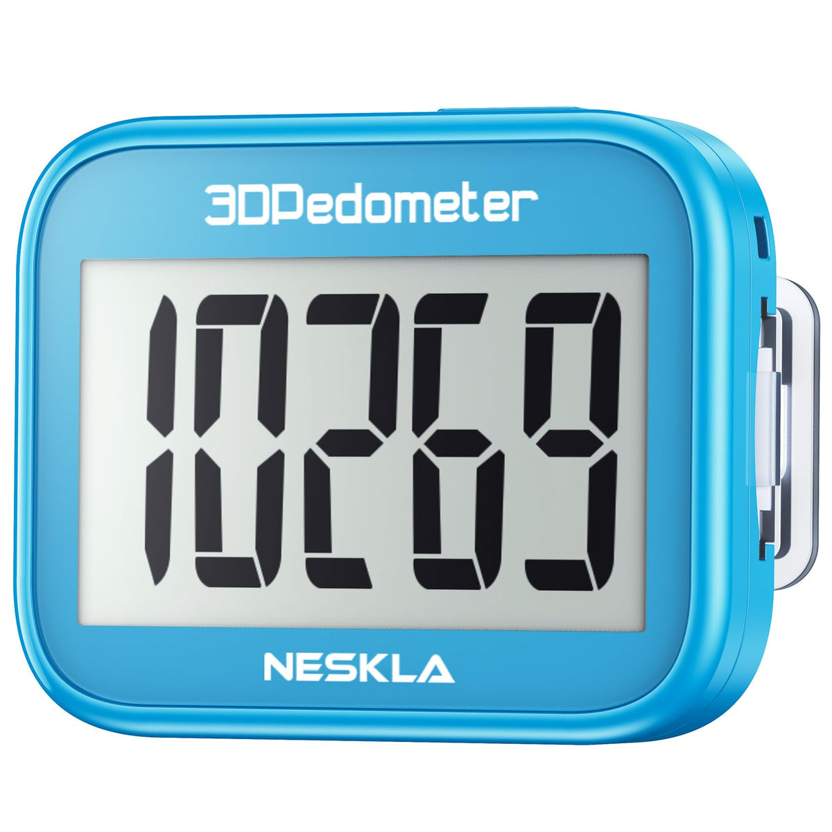 NESKLA 3D pedometer with a large display for easy step counting.