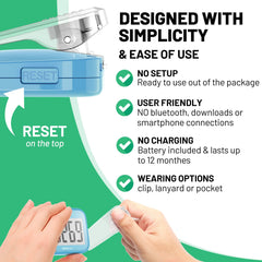 Simple reset button quickly zeros the counter.