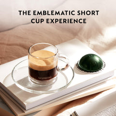 Nespresso Dolce capsules sustainability badge emphasizing recycled aluminum pods