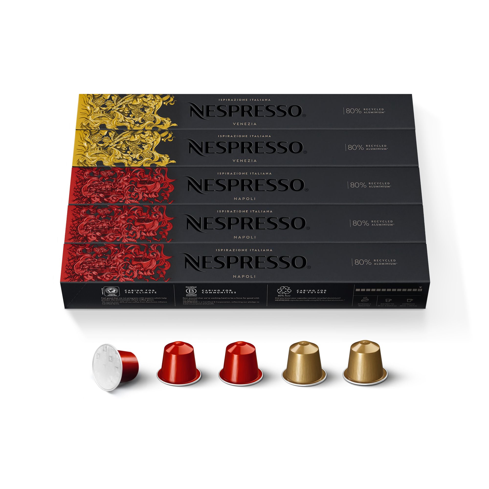 Nespresso Napoli pod close-up for a bold espresso experience.