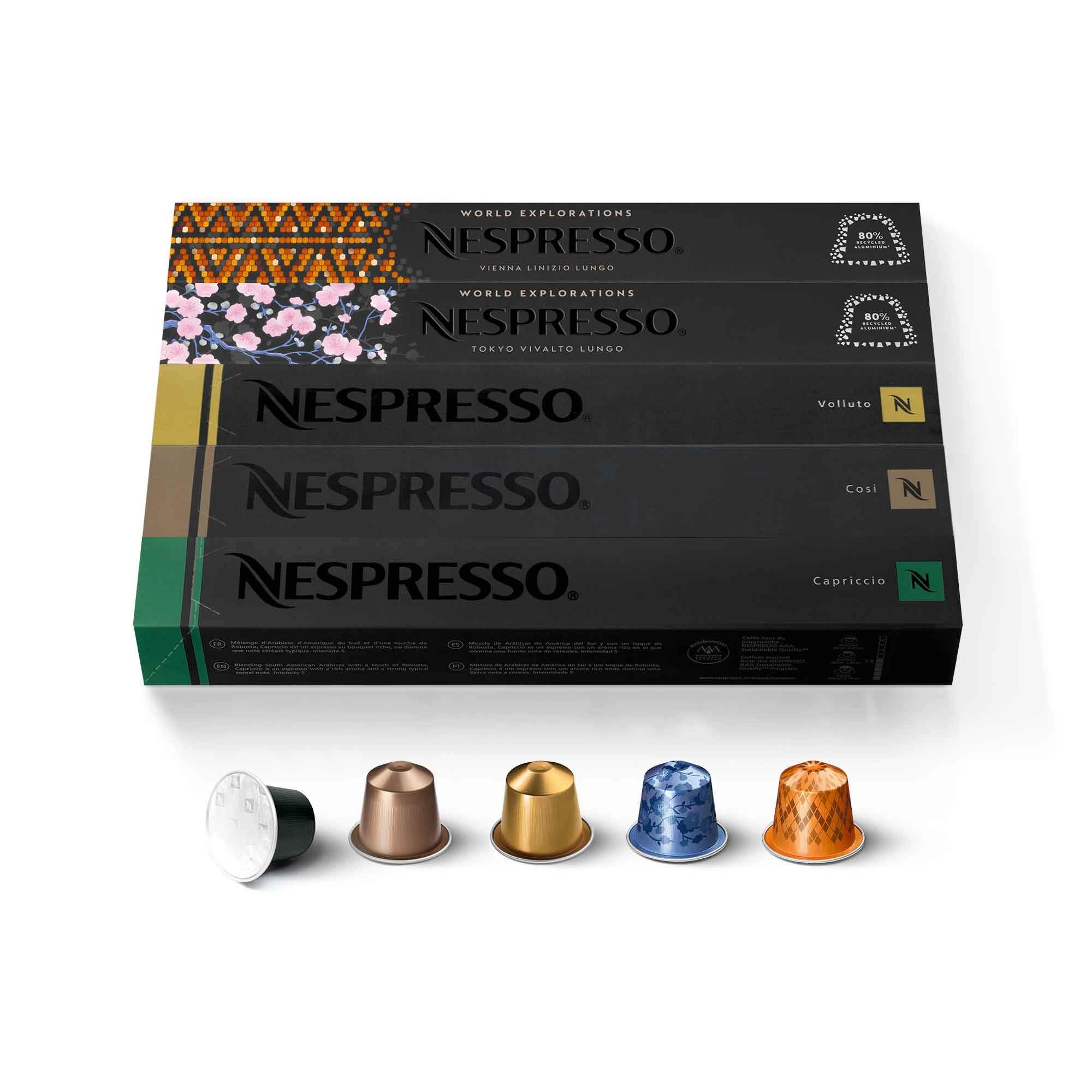 Nespresso original line Volluto capsules offering a light, sweet espresso profile for easy mornings.