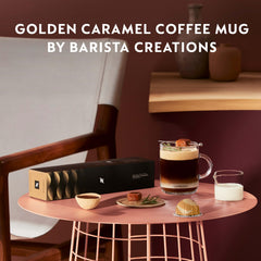 Nespresso Vertuo Golden Caramel cup steaming to start the day.