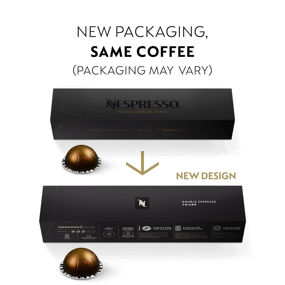 Nespresso Vertuo packaging box shows premium coffee experience.
