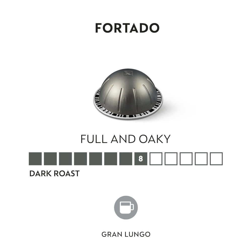 Nespresso Vertuo Fortado packaging highlighting convenient single-serve pods
