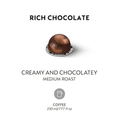 Nespresso Vertuo Rich Chocolate cup showcasing velvety chocolate notes.