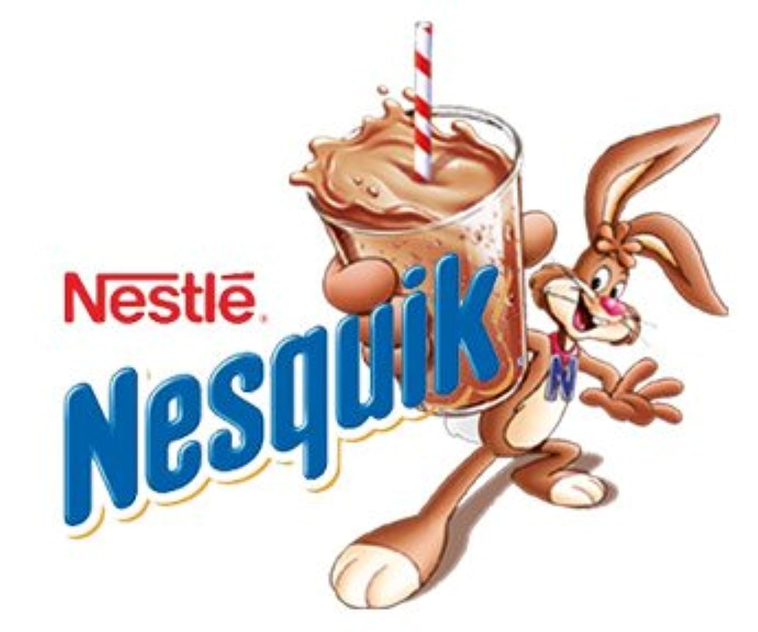 Nesquik Banana Flavour 300g glass with milk showing creamy banana drink