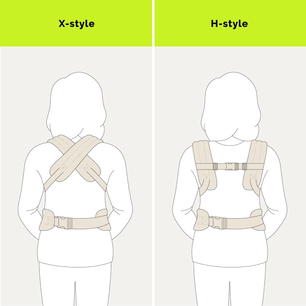 Nest Blanche ergonomic carrier in use shows hands free versatility