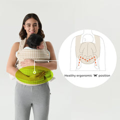 Nest Blanche ergonomic baby carrier padded leg openings for infant comfort