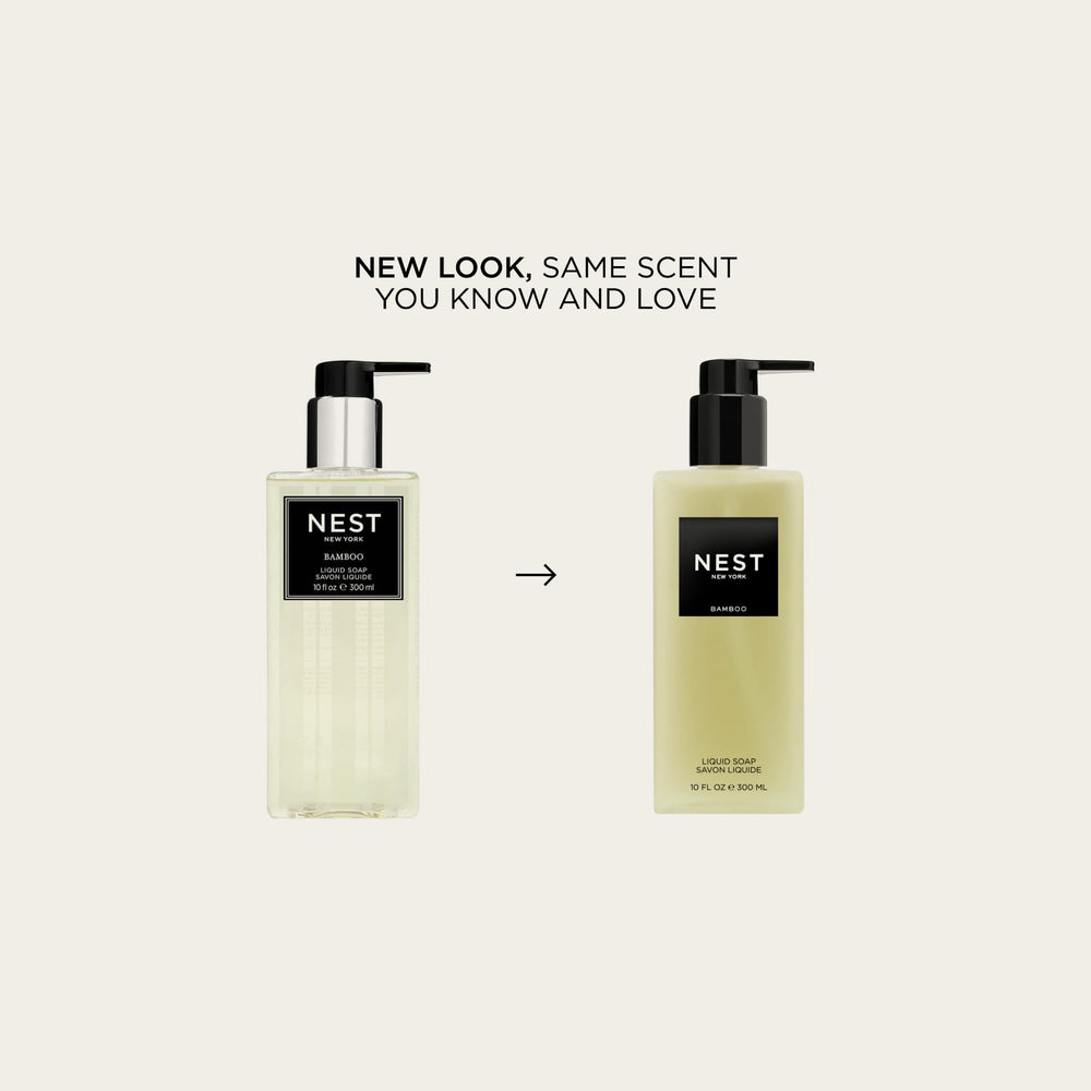 Nest New York Bamboo pump enables easy, measured dispensing for daily hand washing.