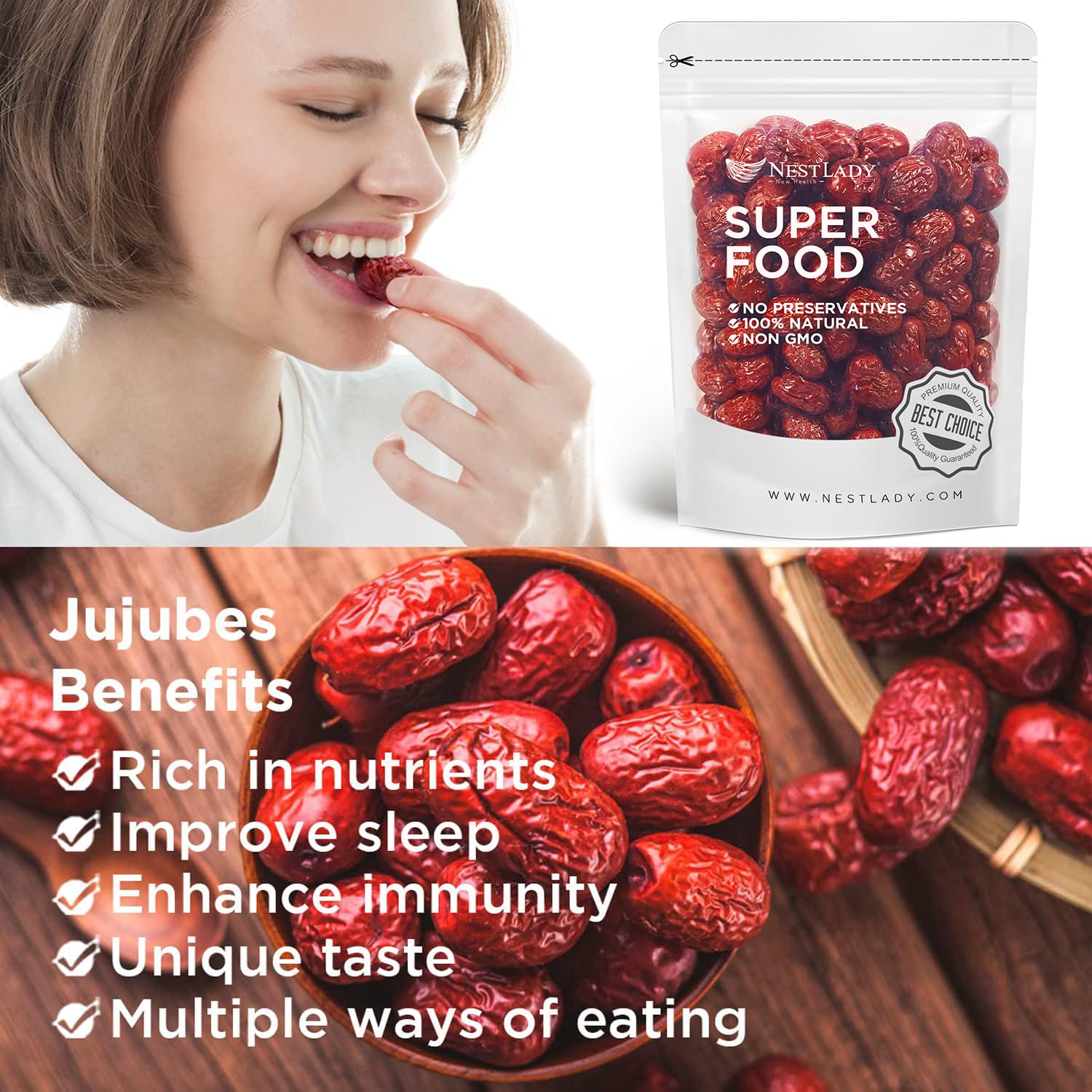 Close-up of chewy NESTLADY jujube dates highlighting texture and sweetness