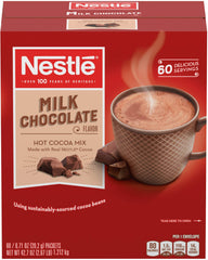 Nestle Hot Cocoa packets close-up; convenient single-serve sachets for quick indulgence.