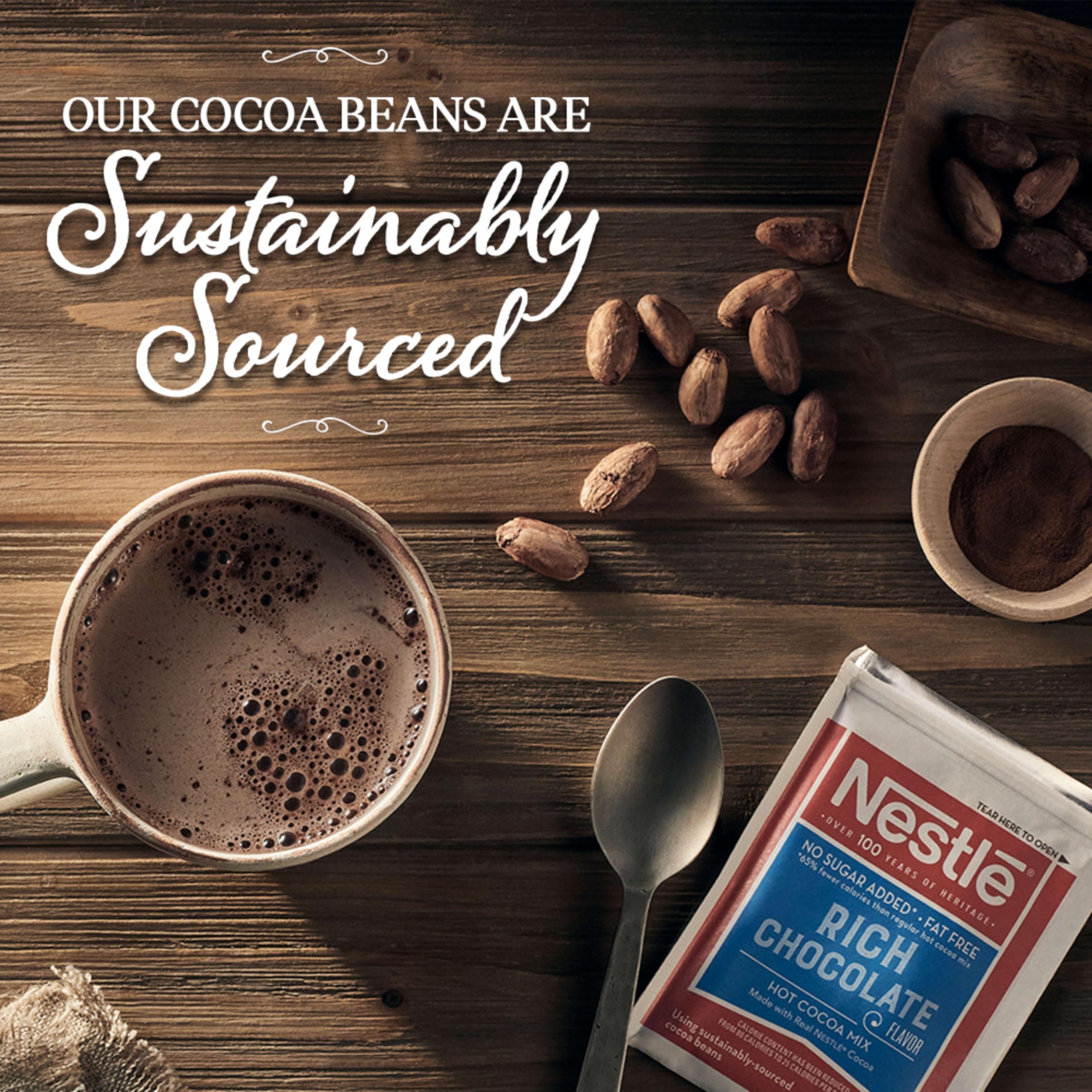 Nestle Hot Cocoa cup with steam ready to enjoy.