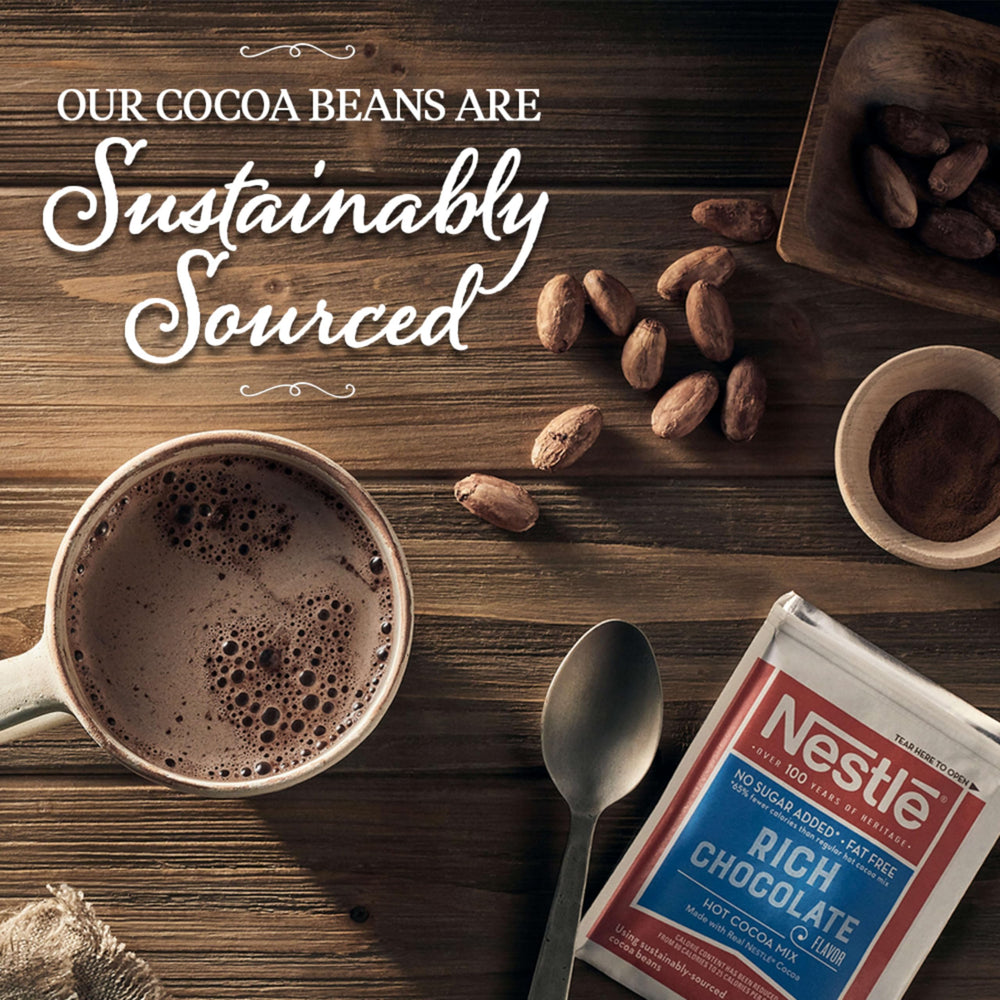 Nestle Hot Cocoa cup with steam ready to enjoy.
