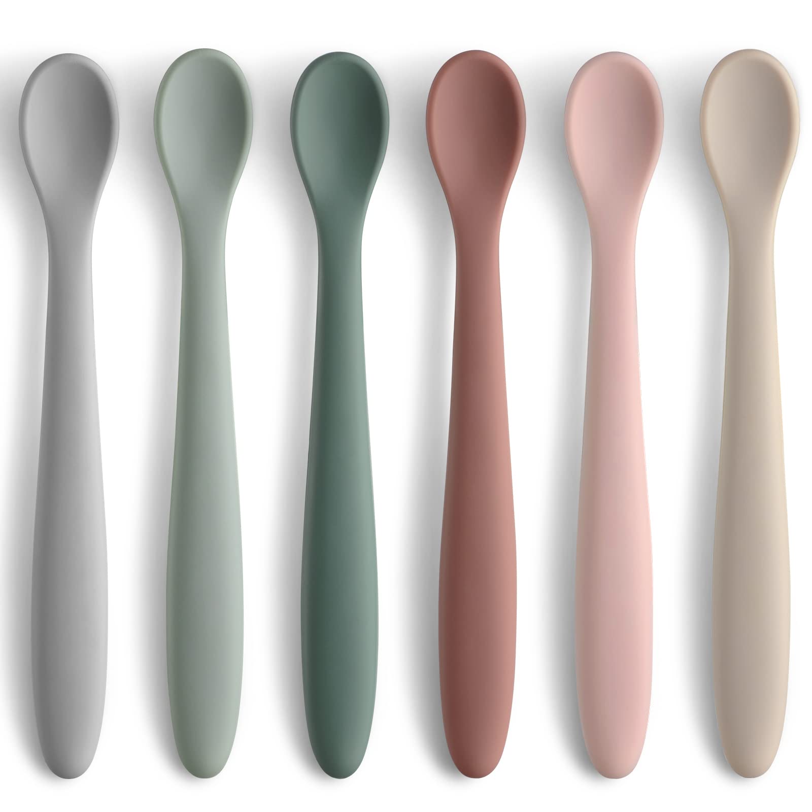 Netany 6-piece silicone baby spoons for stage 1 feeding with soft tips gentle on gums