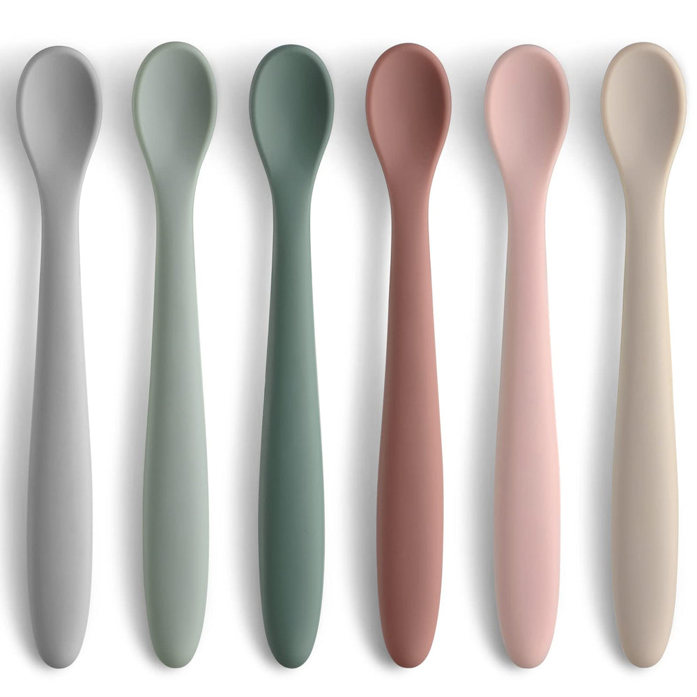 Netany 6-piece silicone baby spoons for stage 1 feeding with soft tips gentle on gums